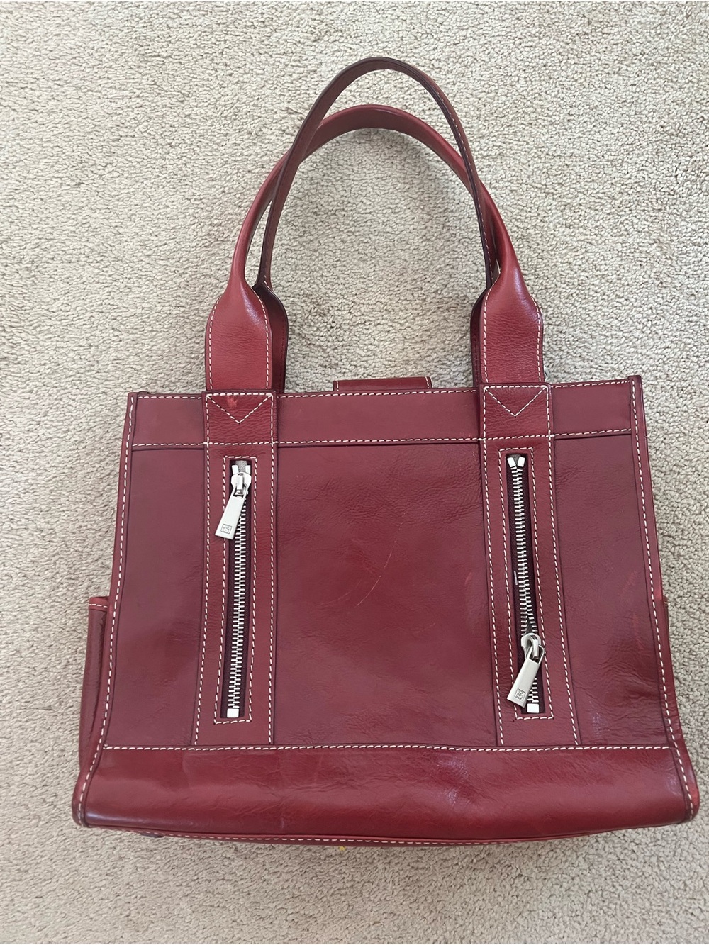 Michael Kors Women's Red Leather Tote Bag - Classic Structured Carryall